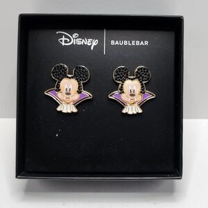 Disney x BaubleBar Mickey Mouse Stud Earrings | Dracula Vampire Halloween NEW